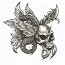 scorpion and angel wings tattoo design idea