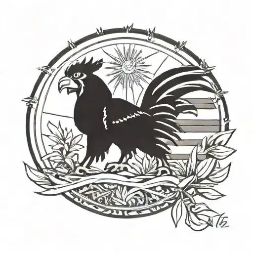 A South Carolina gamecocks themed tattoo incorporating the Palmetto tree and American flag tattoo design idea