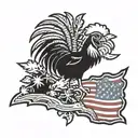 A South Carolina gamecocks themed tattoo incorporating the Palmetto tree and American flag tattoo design idea