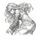 sexy anime girl simple waifu bending over outline only  tattoo design idea