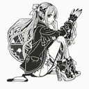 sexy anime girl simple waifu outline only hide hands and legs tattoo design idea