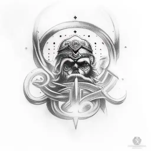 forearm, below a dark sea, above Odin, still above Hugin and Munin tattoo design idea