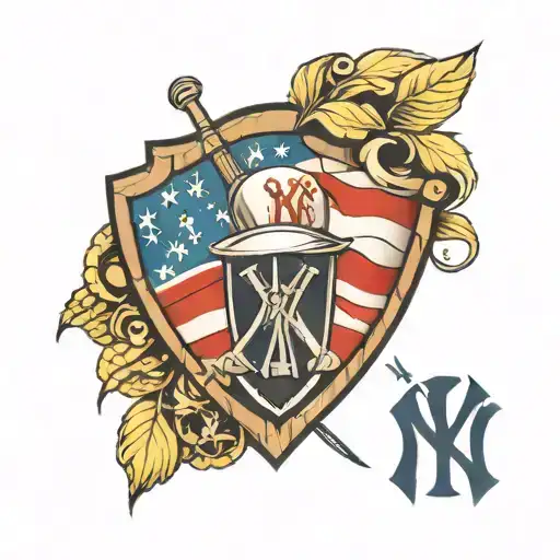 yankees and america shield tattoo design idea