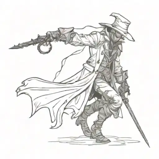 caçador Bloodborne Hunter wielding tattoo design idea
