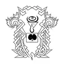 A unique tattoo design that combines the letter H and spades ace in a blackwork style tattoo design idea