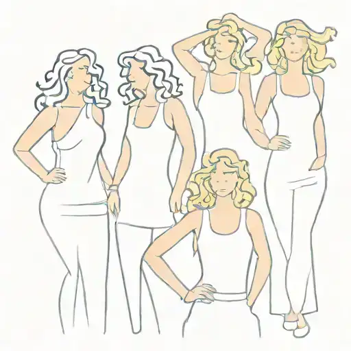 I want a "donna and the dynamos" from mamma mia inspired tatto, something minimalist and with fine line.  tattoo design idea