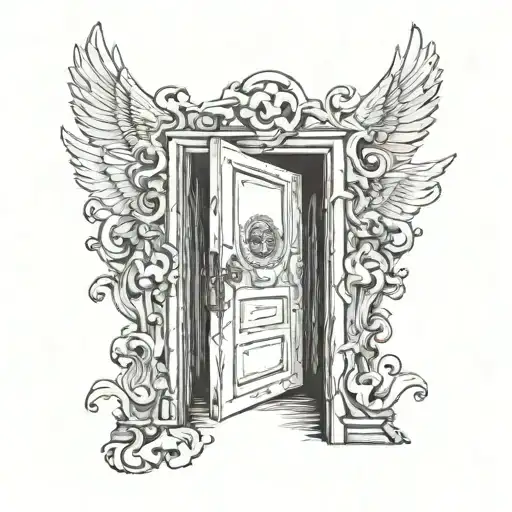 In the name of God, open the door tattoo design idea