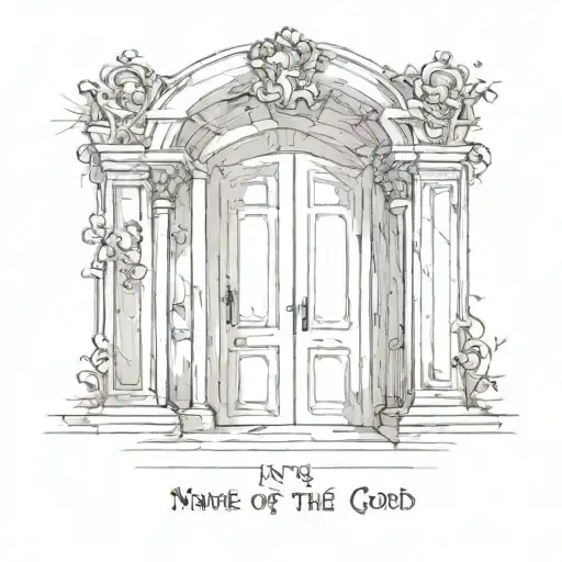 In the name of God, open the door tattoo design idea