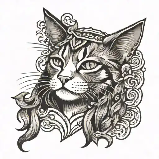 cat Jesus kind hard work tattoo design idea