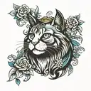 cat Jesus kind hard work tattoo design idea