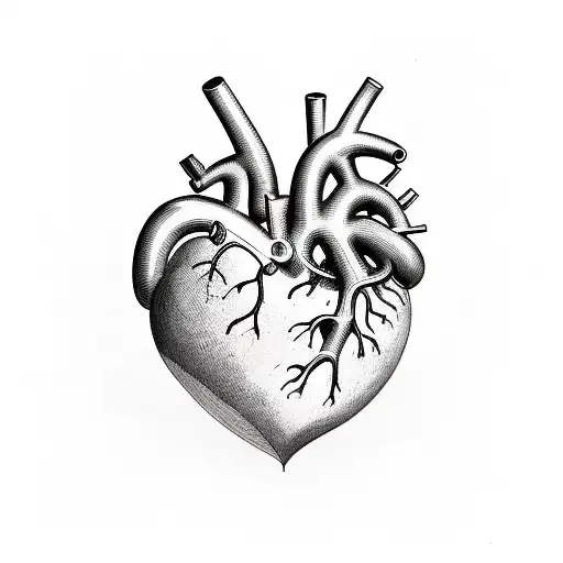 human anatomic heart made of musical instruments tattoo design idea