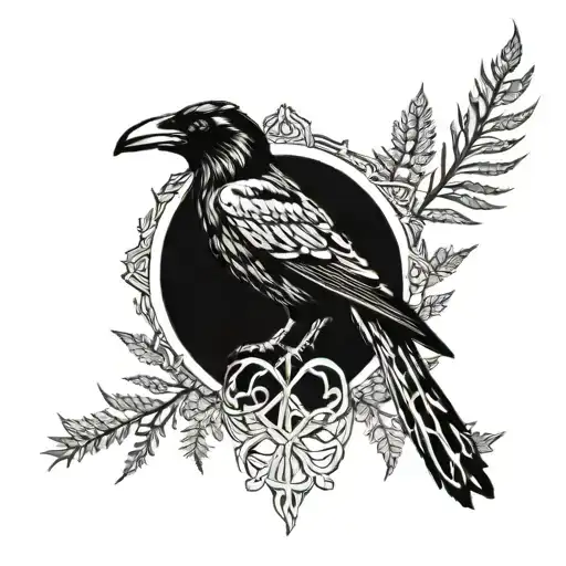 runes, Knotwork, Fern, Ravens tattoo design idea