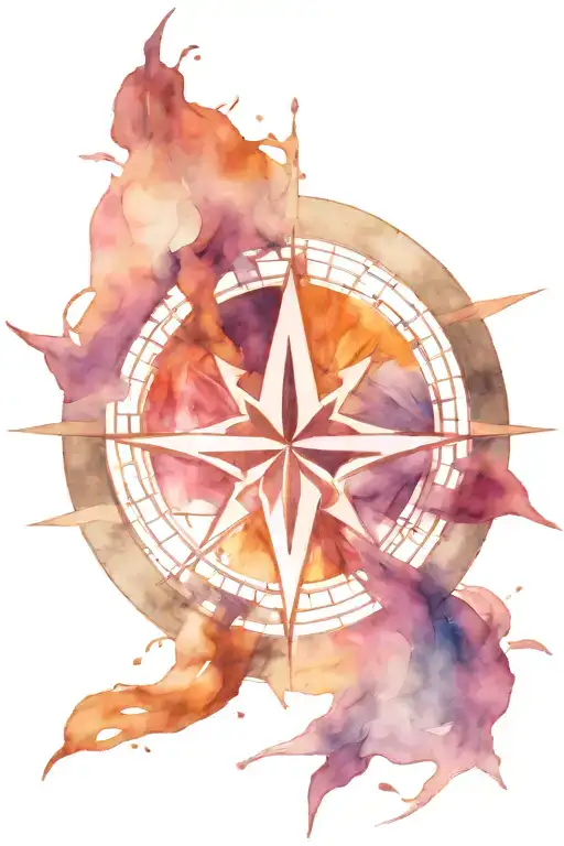 Tomorrowland logo inside a compass rose intertwined tattoo design idea