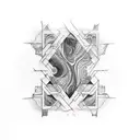 A unique tattoo design inspired by the intricate patterns of coffee stains, incorporating elements of geology like layers of sedimentary rocks. tattoo design idea