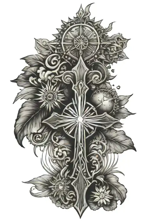 cross Philippines sun tattoo design idea