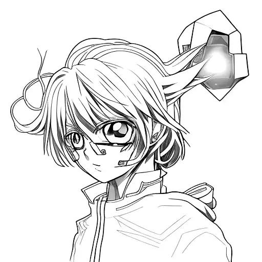 An anime character holding a glowing gemstone tattoo design idea