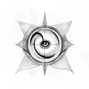 A sketch of a soccer field with the Eye of Sauron in the center tattoo design idea