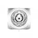 A sketch of a soccer field with the Eye of Sauron in the center tattoo design idea