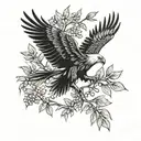 eagle soaring burning bush olive leaves tattoo design idea