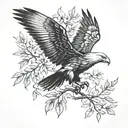 eagle soaring burning bush olive leaves tattoo design idea