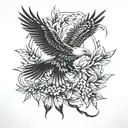 eagle soaring burning bush olive leaves tattoo design idea