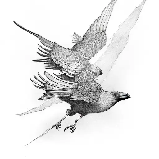 three flying crows tattoo design idea