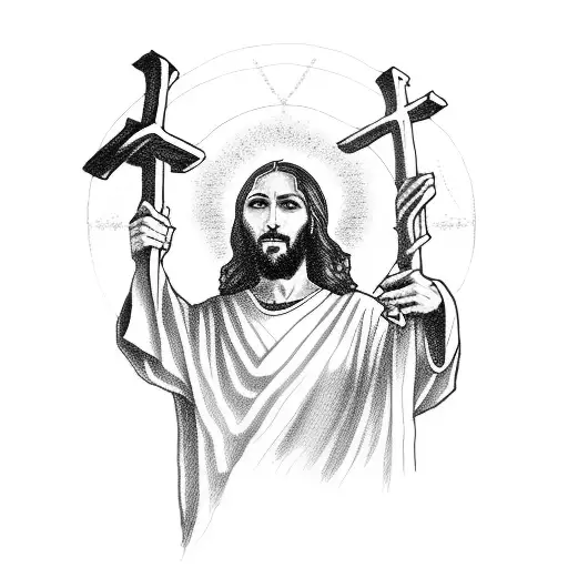 Jesus Christ with a cross and anchor tattoo design idea