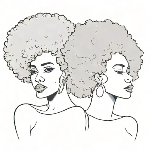 mother and daughter with afro holding tattoo design idea