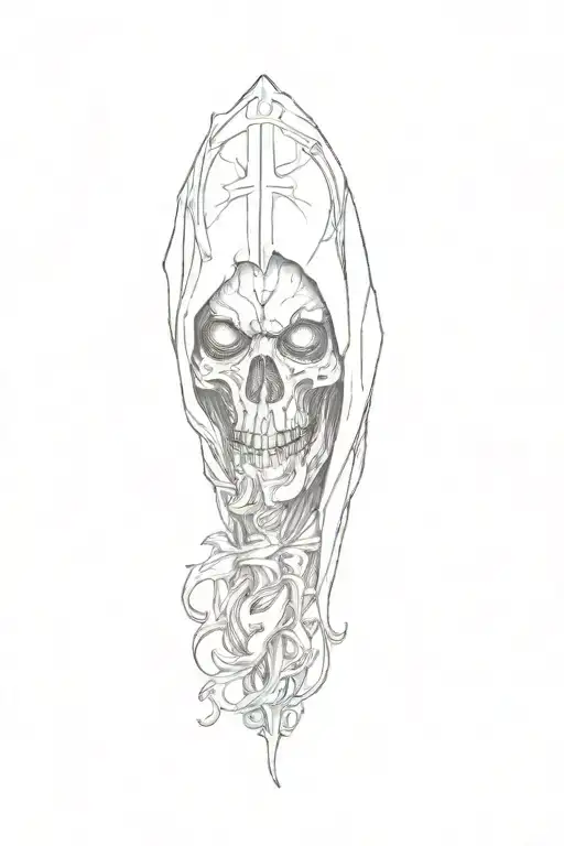 morbid looking, grim reaper style tattoo design idea