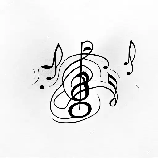 A minimalist tattoo of a music note transforming into a heartbeat line, symbolizing how music brings life to your soul. tattoo design idea