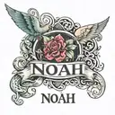 Noah name tattoo design idea