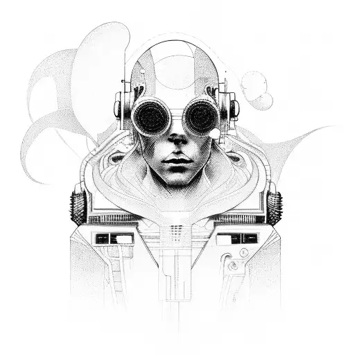 A historical figure from the programmer developer's favorite era in a cyberpunk setting tattoo design idea