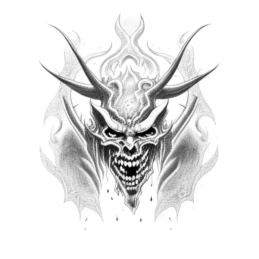 demon in fire  tattoo design idea