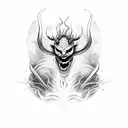 demon in fire  tattoo design idea