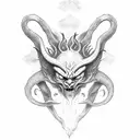 demon in fire  tattoo design idea