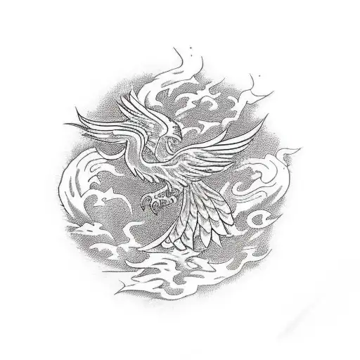 a phoenix grinding marihuana  tattoo design idea