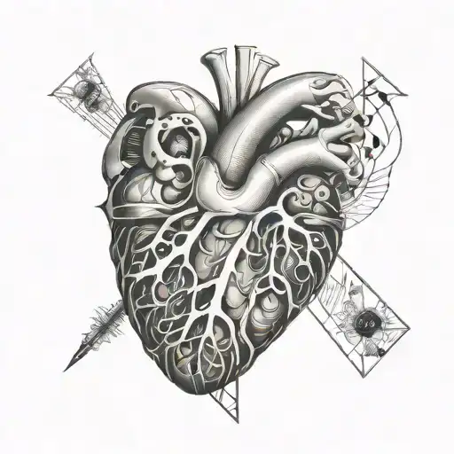 anatomy, medicine, heart  tattoo design idea