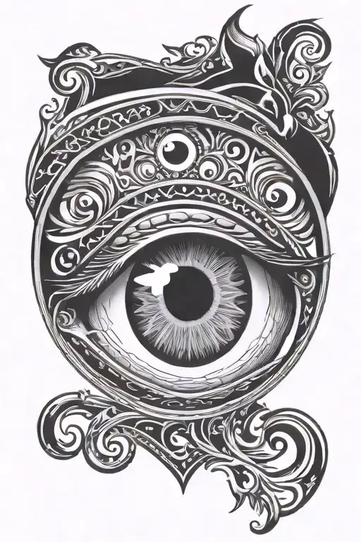 Turkish evil eye within the eyeball of eye looking tattoo design idea