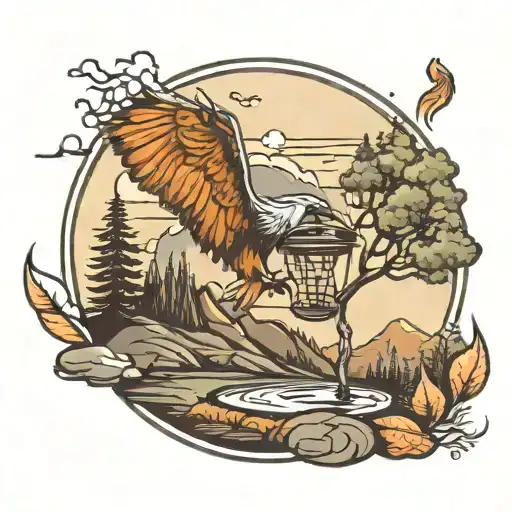 disc golf in nature tattoo design idea