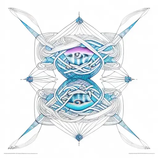 kite lines tangled under water tattoo design idea