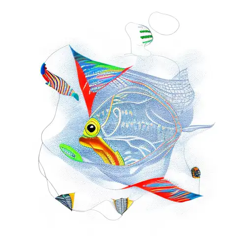 kite lines tangled under water tattoo design idea