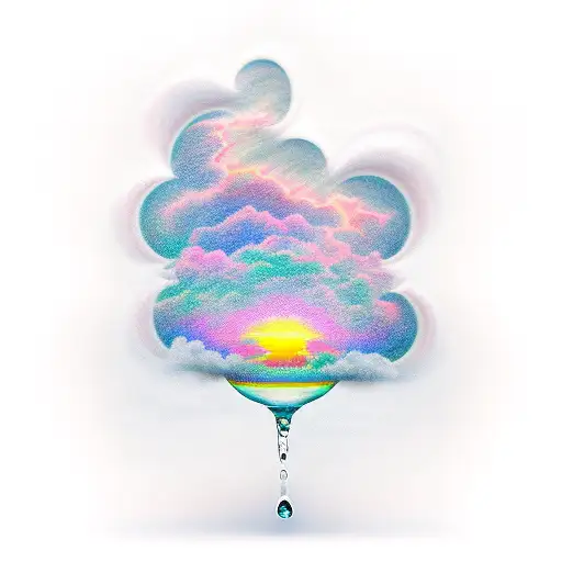 bloom glas of water, cloud tattoo design idea