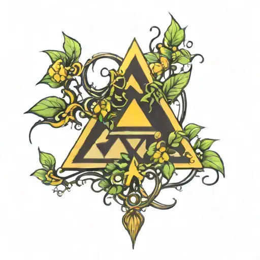 Triforce with vines growing tattoo design idea