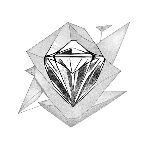 a diamond half rough half polished tattoo design idea