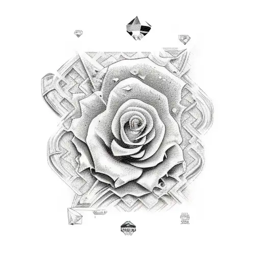a diamond half rough half polished tattoo design idea
