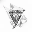 a diamond half rough half polished tattoo design idea