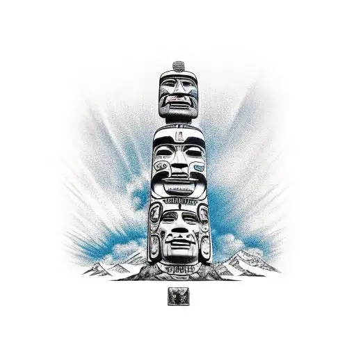 totem pole with war chief  tattoo design idea