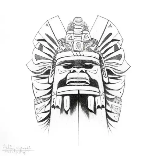 totem pole with war chief  tattoo design idea