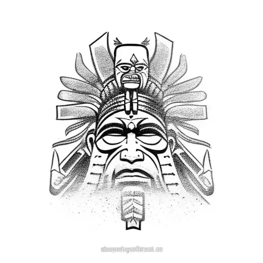 totem pole with war chief  tattoo design idea