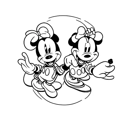 mickey mouse proposing to minnie mouse tattoo design idea